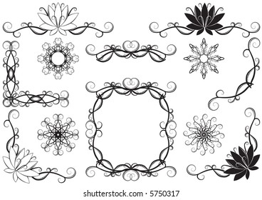maravilloso conjunto de reglas, esquinas y diseños de ornamentos vectoriales