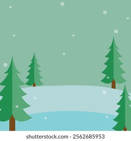 Wonderful Snowfall christmas tree landscape winter background for Merry Christmas and Happy New Year vector illustration.