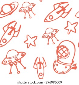 Wonderful space pattern , made in a linear style. In red , ideal for printing on T-shirts or design of any room, seamless pattern