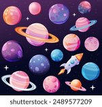 wonderful space with planets and stars