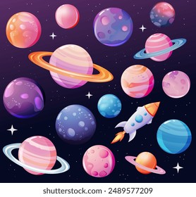 wonderful space with planets and stars