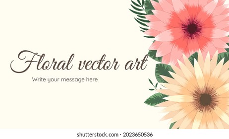 Wonderful spring floral background template with delicate flowers, leaves, vines for web, banners, posters, social media, apps, design and internet ads, invites - colorful Vector Illustration.