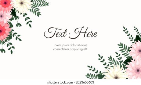 Wonderful spring floral background template with delicate flowers, leaves, vines for web, banners, posters, social media, apps, design and internet ads, invites - colorful Vector Illustration.