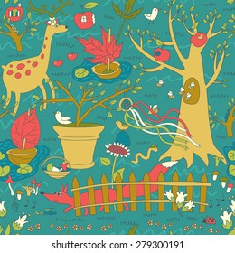 Wonderful Spring Garden Seamless Pattern