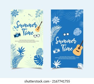 Wonderful summer time design template stories collection vector.