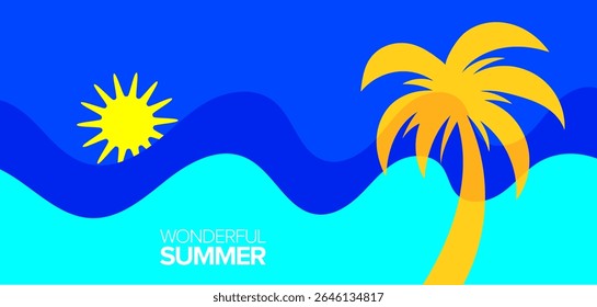 Maravilhosa viagem de verão. Plano de fundo, layout, banner, cartaz, design de modelo, cartões de saudação. vetores ilustração