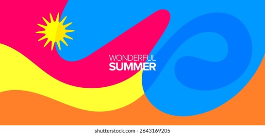 Viagem de verão maravilhosa. ilustração vetorial. Plano de fundo, layout de alta definição, banners, cartaz, design de modelos, cartões de saudação