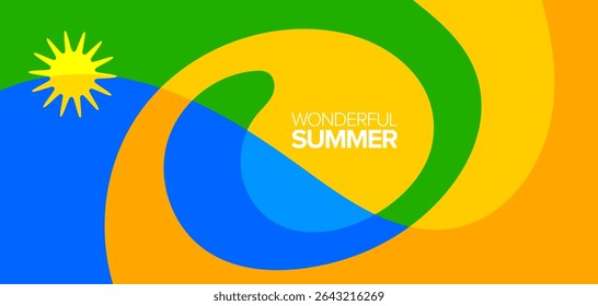 Viagem de verão maravilhosa. ilustração vetorial. Plano de fundo, layout de alta definição, banner, cartaz, design de modelo, cartões comemorativos