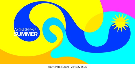 Viagem de verão maravilhosa. ilustração vetorial. Plano de fundo, layout de alta definição, banners, cartaz, designs de modelos, cartões comemorativos