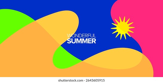 Maravilhosa viagem de verão. Ilustrações vetoriais. Plano de fundo, layout de alta definição, banner, cartaz, design de modelo, cartões comemorativos