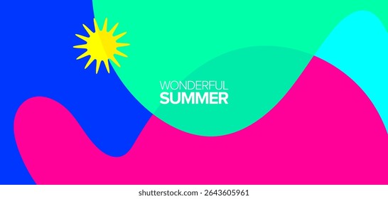 Maravilhosa viagem de verão. Ilustrações vetoriais. Plano de fundo, layout de alta definição, banner, cartaz, designs de modelos, cartões comemorativos