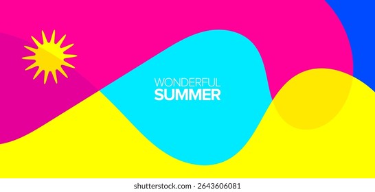 Maravilhosa viagem de verão. Ilustrações vetoriais. Planos de fundo, layouts em alta definição, banner, cartaz, designs de modelos, cartões comemorativos