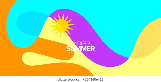 Maravilhosa viagem de verão. Ilustrações vetoriais. Plano de fundo, layouts em alta definição, banner, cartaz, designs de modelos, cartão comemorativo