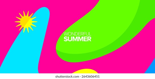 Maravilhosa viagem de verão. Ilustrações vetoriais. Plano de fundo, layouts de alta definição, banners, cartaz, design de modelo, cartão de saudações