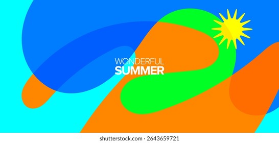 Maravilhosa viagem de verão. Ilustrações vetoriais. Plano de fundo, layout de alta definição, banner, cartaz, design de modelo, cartões de felicitações