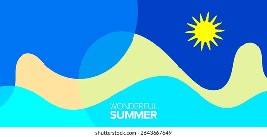 Maravilhosa viagem de verão. Ilustrações vetoriais. Plano de fundo, layout, banner, cartaz, design de modelo, cartão de mensagem