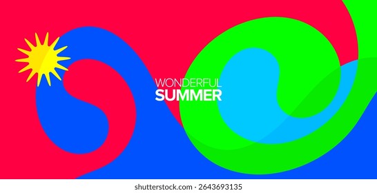 Maravilhosa viagem de verão. ilustração de vetores. Plano de fundo, layout, banner, cartaz, design de modelo, cartão de saudações