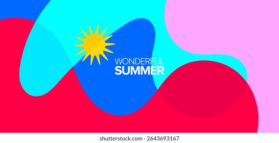 Maravilhosa viagem de verão. ilustração de vetores. Plano de fundo, layout, banner, cartaz, design de modelo, cartão de saudações