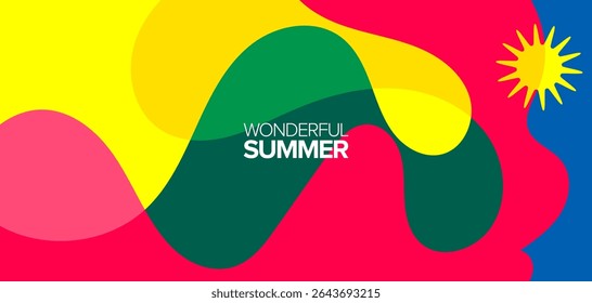 Maravilhosa viagem de verão. ilustração de vetores. Plano de fundo, layout, banner, cartaz, design de modelo, cartão de saudações