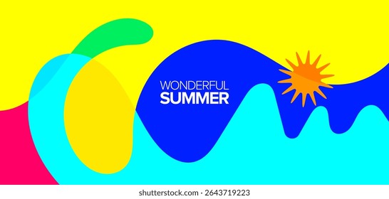 Maravilhosa viagem de verão. ilustração de vetores. Planos de fundo, layout, banners, cartaz, design de modelos, cartões de saudação