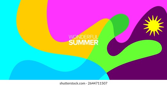Maravilhosa viagem de verão. ilustração de vetores. Plano de fundo, layout, banner, cartazes, design de modelo, cartão de saudações