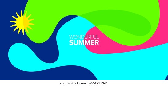 Maravilhosa viagem de verão. ilustração de vetores. Plano de fundo, layout, banners, cartaz, design de modelo, cartão de saudações