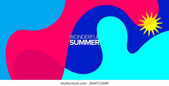 Maravilhosa viagem de verão. ilustração de vetores. Plano de fundo, layout, banner, cartazes, design de modelo, cartões de saudações