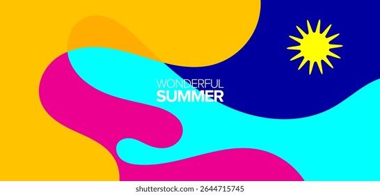 Maravilhosa viagem de verão. ilustração de vetores. Plano de fundo, layout, banner, cartazes, design de modelo, cartões comemorativos