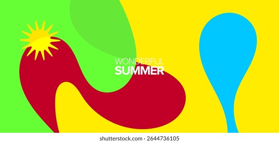 Maravilhosa viagem de verão. ilustração de vetores. Plano de fundo, layouts, banners, cartazes, designs de modelos, cartões de saudações