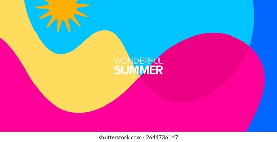 Maravilhosa viagem de verão. ilustração de vetores. Plano de fundo, layouts, banners, cartazes, designs de modelos, cartão de saudação