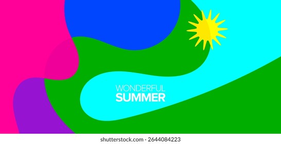 Maravilhosa viagem de verão. vetores ilustrações. Planos de fundo, layouts, banners, cartazes, designs de modelos, cartão de saudações