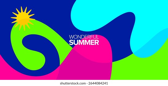 Maravilhosa viagem de verão. vetores ilustrações. Planos de fundo, layouts, banners, cartazes, design de modelo, cartão de saudações