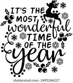 Wonderful Time Of The Year Christmas Holiday Typography Design