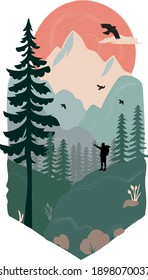 Wonderful Tourist Illustration of Mountains 
