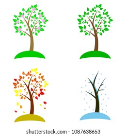 Four Trees Different Seasons On White Stock Vector (Royalty Free ...