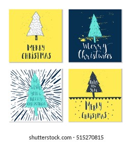 Wonderful, unique handwritten Christmas wish, holiday greeting card. Illustration of a tree with snow and lettering. Great design element for congratulation, banner or flyer.