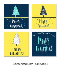 Wonderful, unique handwritten Christmas wish, holiday greeting card. Illustration of a tree with snow and lettering. Great design element for congratulation, banner or flyer.