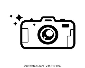 wonderful vector camera.white background.black and white color camera logo design.