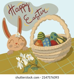 Una maravillosa ilustración vectorial para la fiesta de Pascua. El conejo curado mejorará tu estado de ánimo