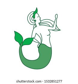 Wonderful vector illustration of a mermaid with different attributes.