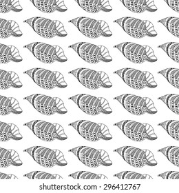Wonderful vector seamless pattern of seashells. Set painted by hand. To use postcards, greetings, prints on textiles and other creative products.