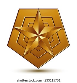 Wonderful vector template with golden star symbol, best for use in web and graphic design. Heraldic icon, clear eps8 vector.