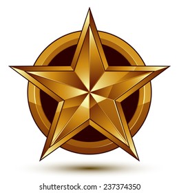 Wonderful vector template with golden star symbol, best for use in web and graphic design. Heraldic icon, clear eps8 vector.