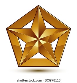 Wonderful vector template with golden star symbol, best for use in web and graphic design. Heraldic icon, clear eps8 vector.