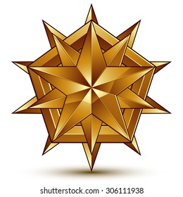 Wonderful vector template with golden star symbol, best for use in web and graphic design. Heraldic icon, clear eps8 vector.