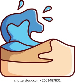 Wonderful Waves Hit the Beach Vector Illustration Icon. Flat Cartoon Style