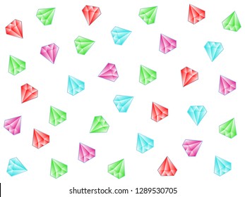 Wonderful white background design with different colored diamonds