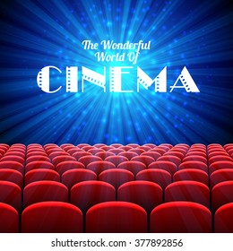 The Wonderful World Of Cinema, Vector Background With Screen And Red Seats