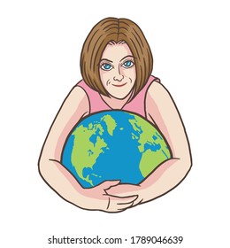 Wonderfull illustration a woman and globe