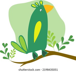 Wondering Cute Bird On The Tree Vector
